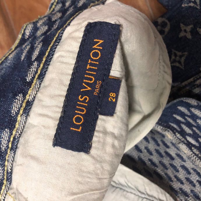 Louis Vuitton Giant Damier Waves Monogram Denim Jeans Blue - PerfectKickZ