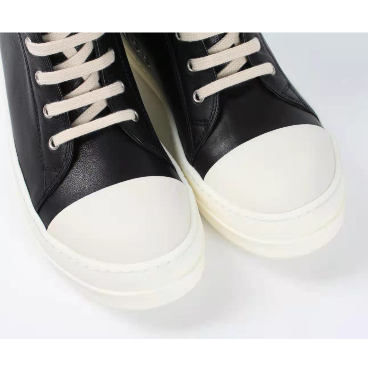Rick Owens Black Leather High Top Sneakers - PerfectKickZ