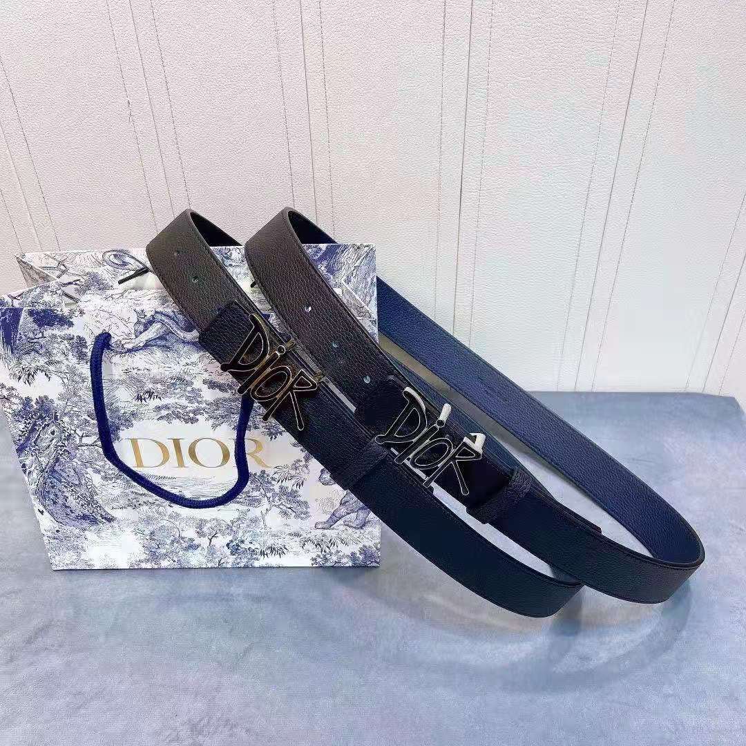 Dior Leather Belt With 'DIOR' Buckle - PerfectKickZ