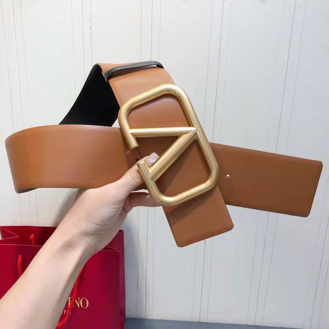 Vlone Leather Belt with V Buckle (width 4.0cm) - 