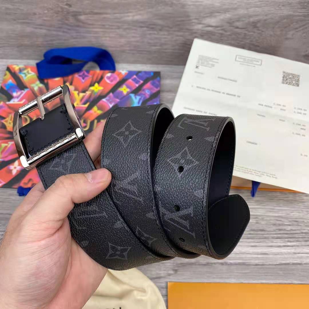 Louis Vuitton Monogram Belt with Silver Buckle - PerfectKickZ