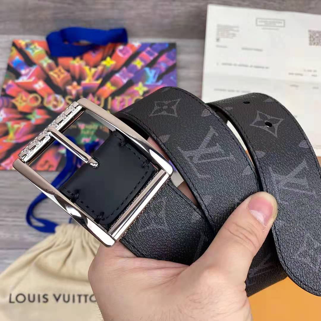 Louis Vuitton Monogram Belt with Silver Buckle - PerfectKickZ