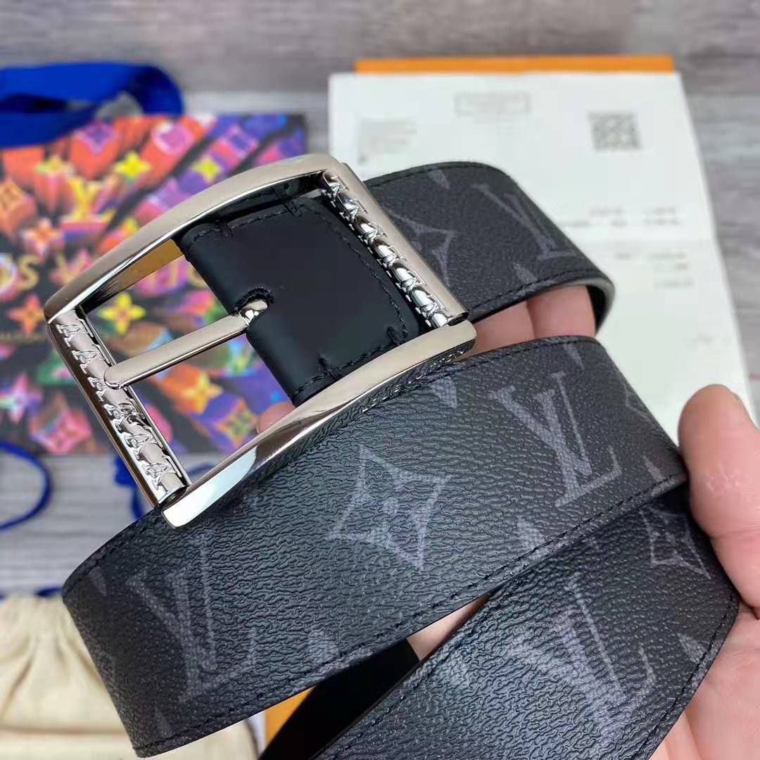 Louis Vuitton Monogram Belt with Silver Buckle - PerfectKickZ
