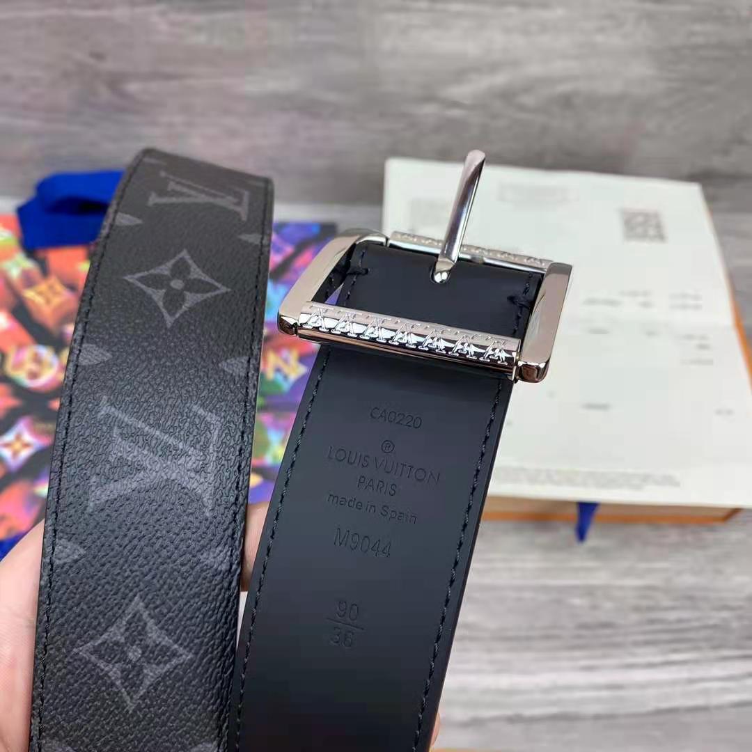 Louis Vuitton Monogram Belt with Silver Buckle - PerfectKickZ