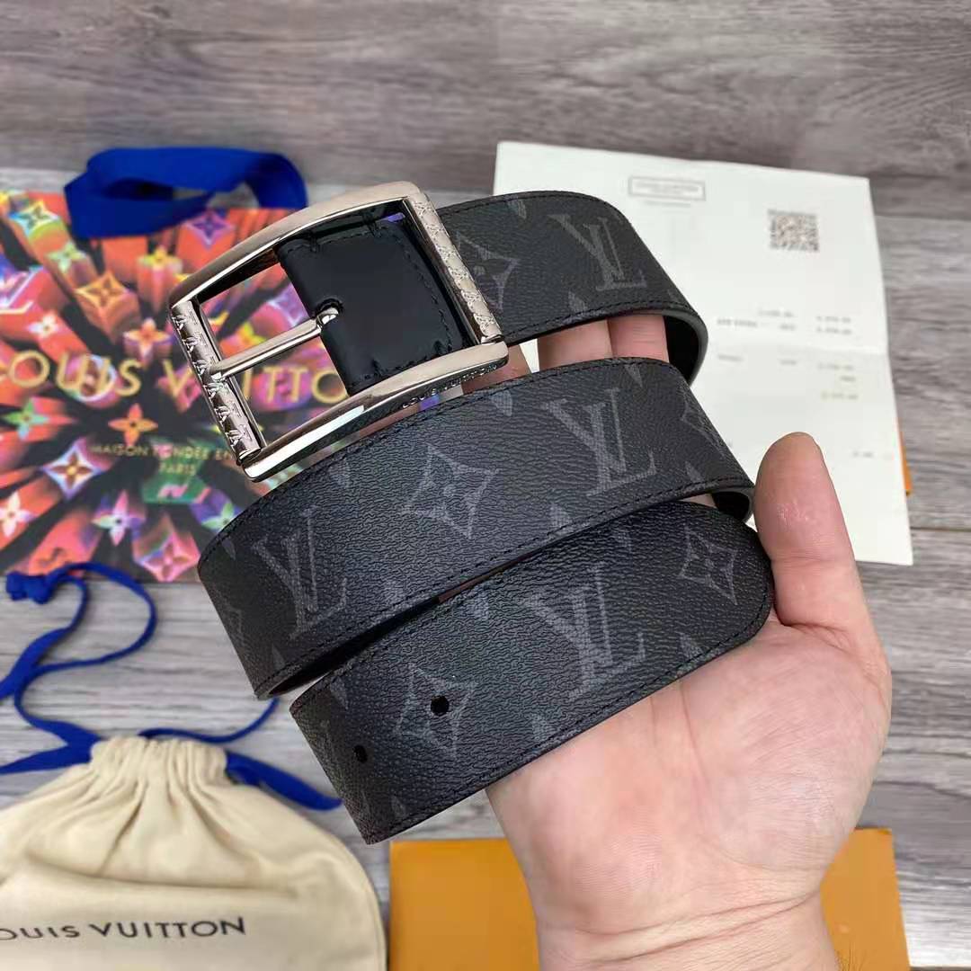 Louis Vuitton Monogram Belt with Silver Buckle - PerfectKickZ