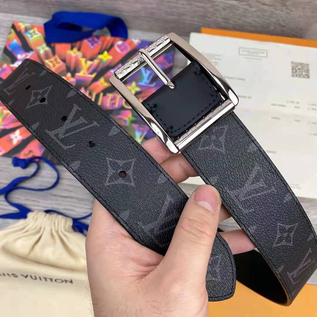 Louis Vuitton Monogram Belt with Silver Buckle - PerfectKickZ
