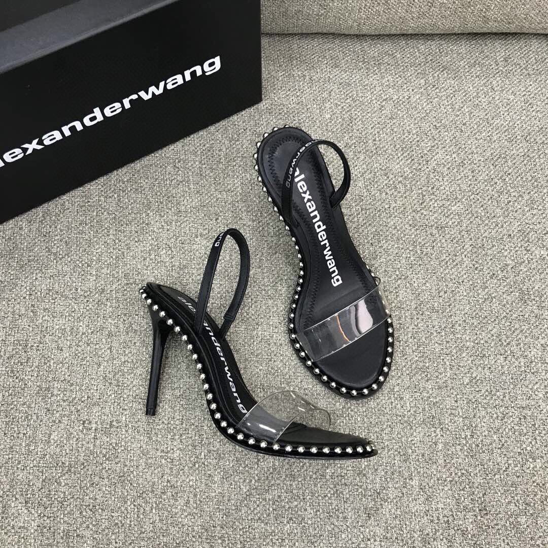 Alexander Wang Nova Satin Crystal Sandal In Black - PerfectKickZ