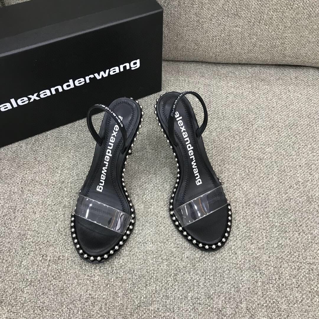 Alexander Wang Nova Satin Crystal Sandal In Black - PerfectKickZ
