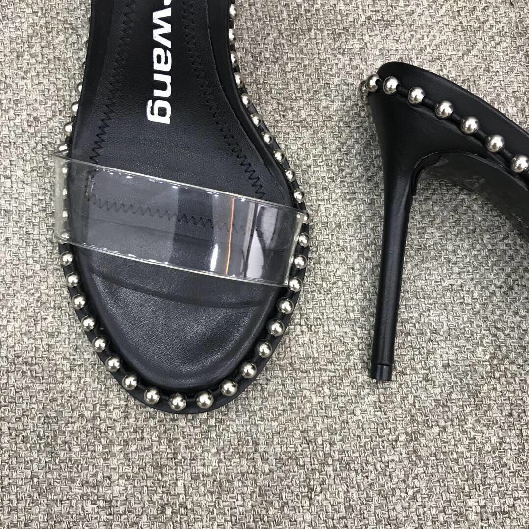 Alexander Wang Nova Satin Crystal Sandal In Black - PerfectKickZ