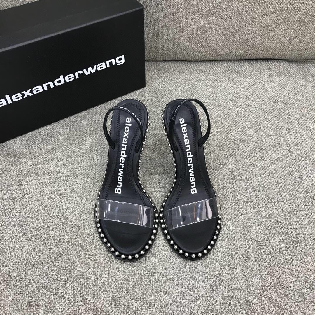 Alexander Wang Nova Satin Crystal Sandal In Black - PerfectKickZ