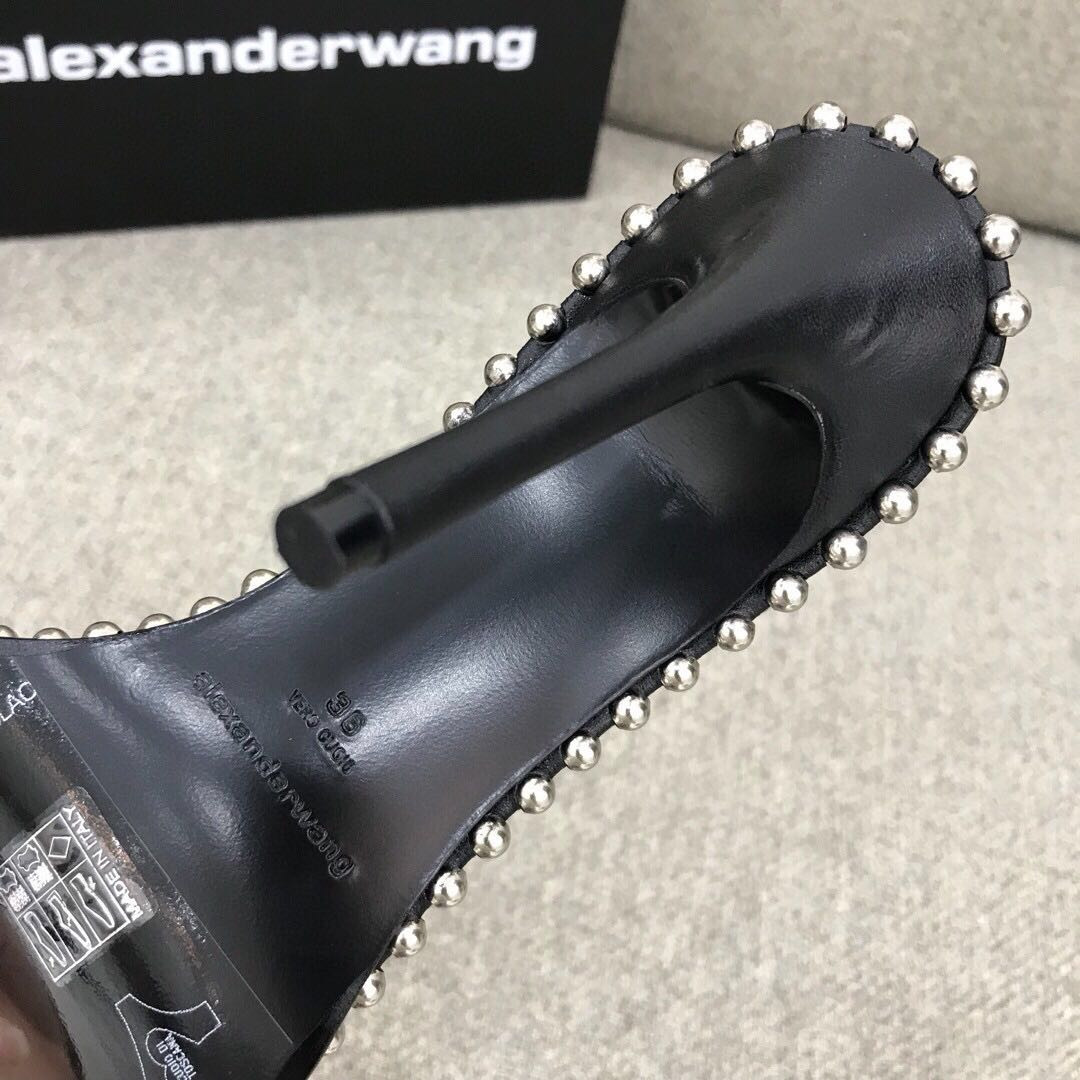 Alexander Wang Nova Satin Crystal Sandal In Black - PerfectKickZ
