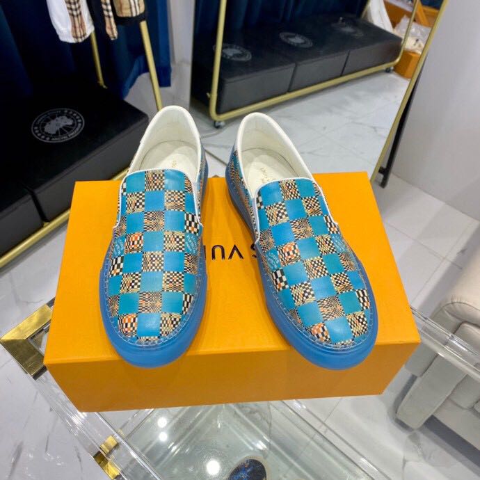 Louis Vuitton  Blue Damier Loafers - PerfectKickZ