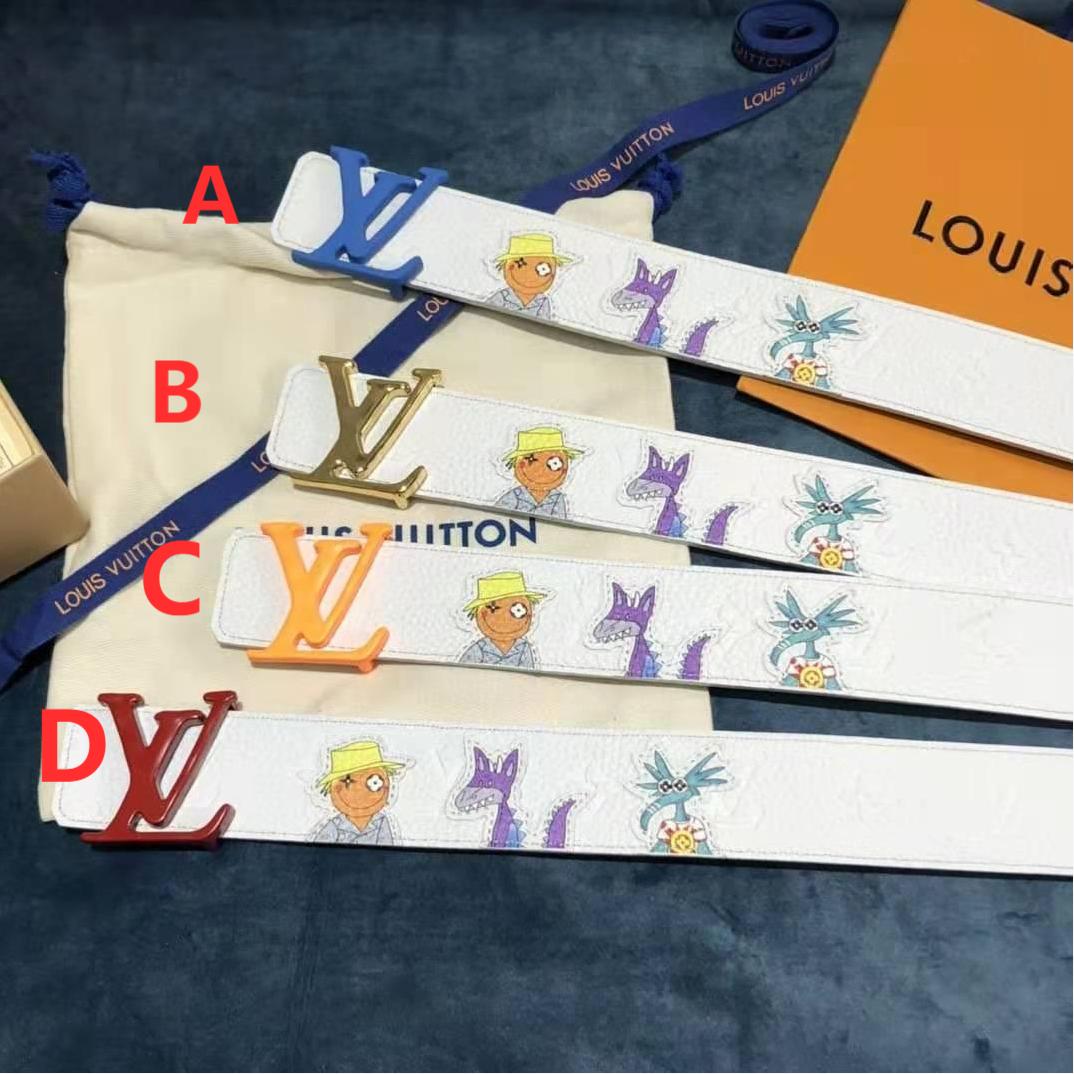 Louis Vuitton Carton White Belt 40MM - PerfectKickZ