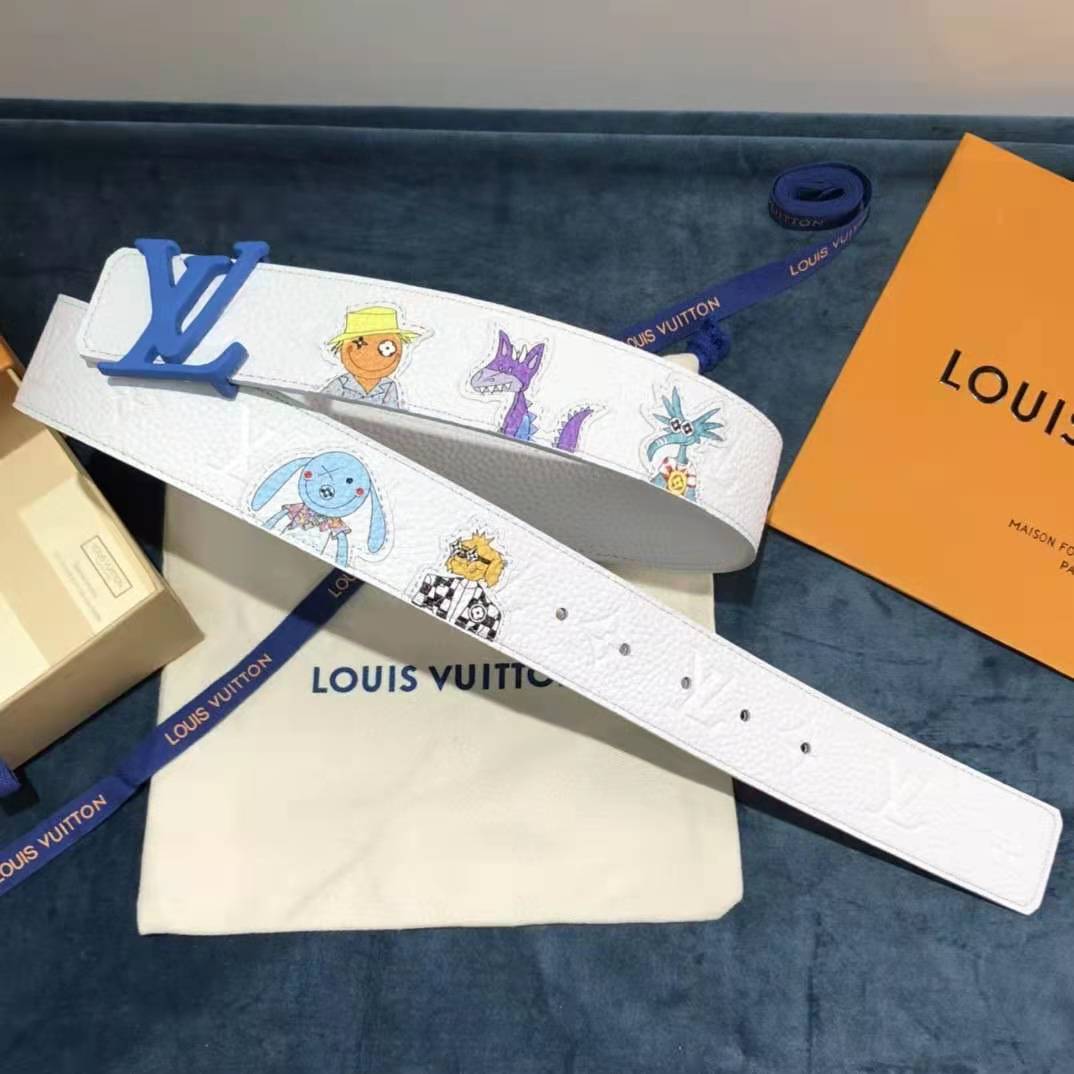 Louis Vuitton Carton White Belt 40MM - PerfectKickZ