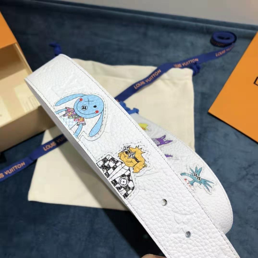 Louis Vuitton Carton White Belt 40MM - PerfectKickZ