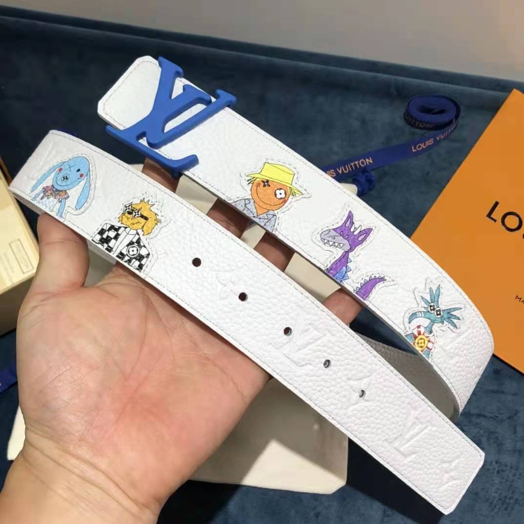 Louis Vuitton Carton White Belt 40MM - PerfectKickZ