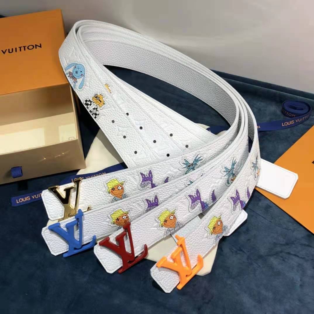 Louis Vuitton Carton White Belt 40MM - PerfectKickZ