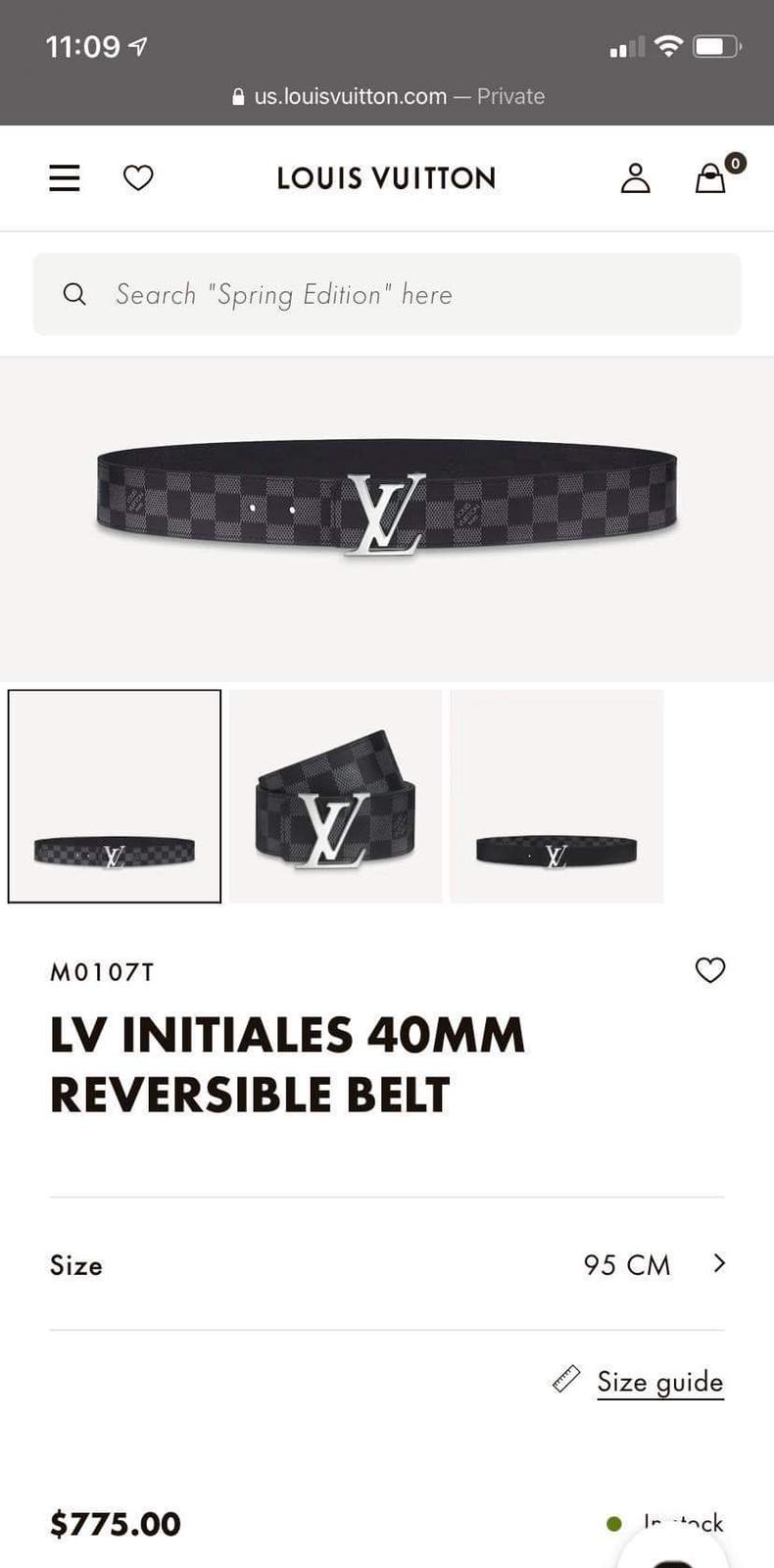 Louis Vuitton Damier Belt in Black - PerfectKickZ