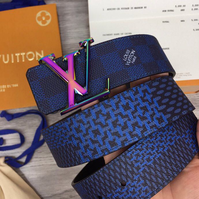 Louis Vuitton Damier 40MM Reversible Belt In Blue - PerfectKickZ