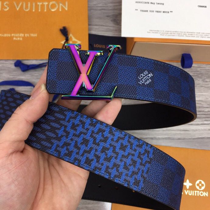 Louis Vuitton Damier 40MM Reversible Belt In Blue - PerfectKickZ