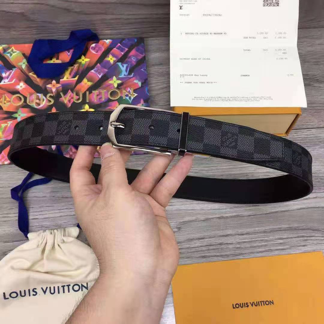 Louis Vuitton Monogram Belt With Silver Buckle - PerfectKickZ