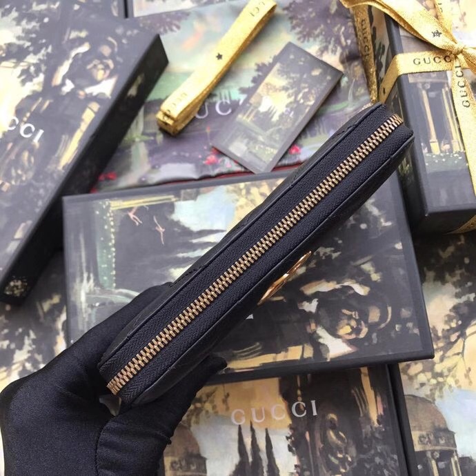 Gucci Black Leather Wallet With Interlocking G - PerfectKickZ