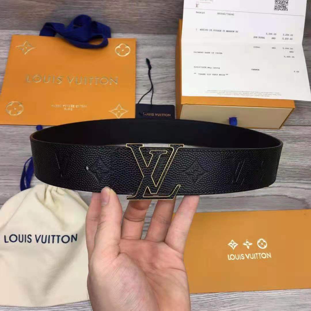 Louis Vuitton LV x NBA LV Initiales Reversible Belt 40 MM Monogram Black in Leather with Gold-tone - PerfectKickZ