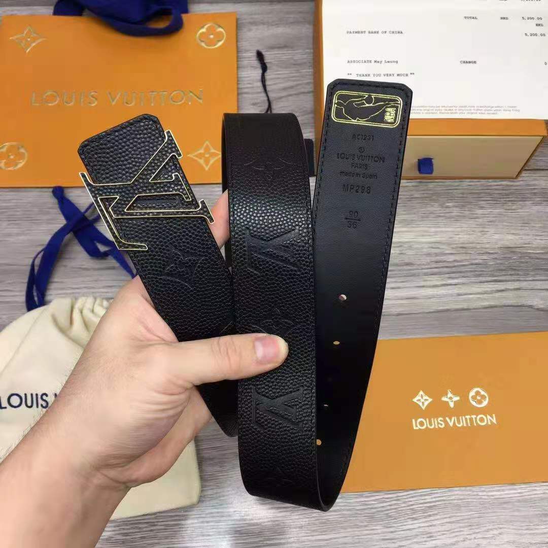 Louis Vuitton LV x NBA LV Initiales Reversible Belt 40 MM Monogram Black in Leather with Gold-tone - PerfectKickZ