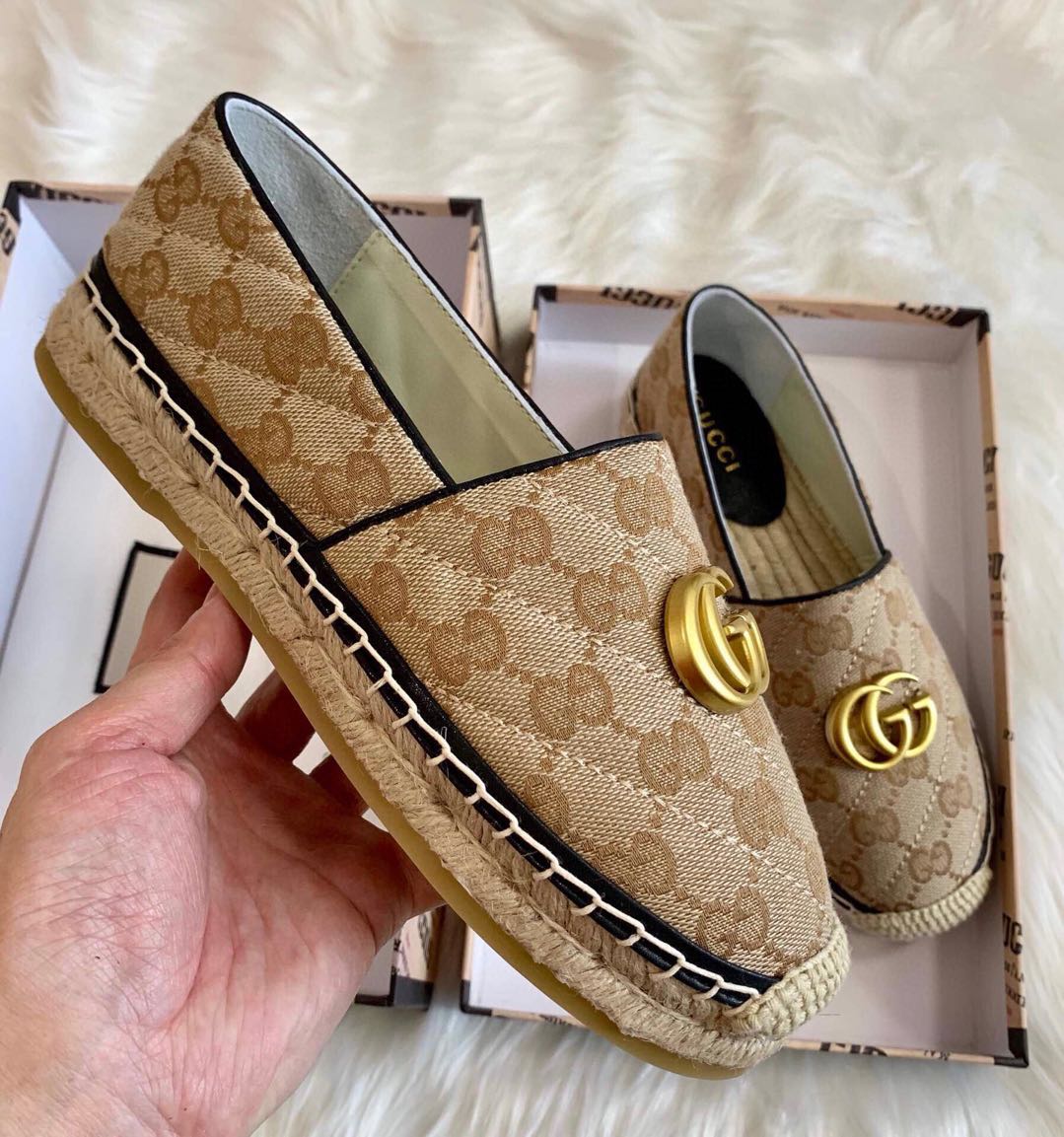 Gucci Women's GG Matelassé Canvas Espadrille - 