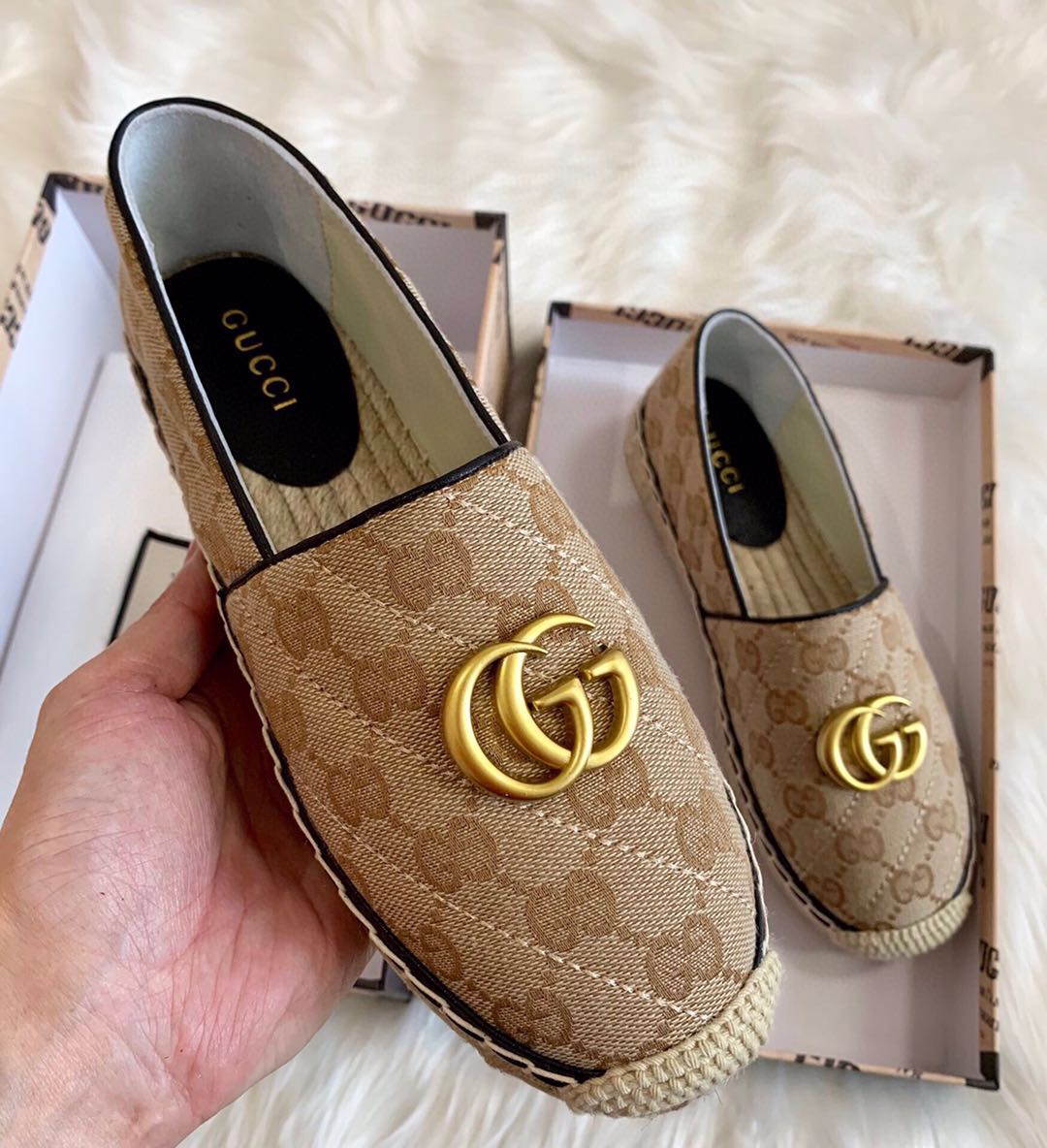 Gucci Women's GG Matelassé Canvas Espadrille - 