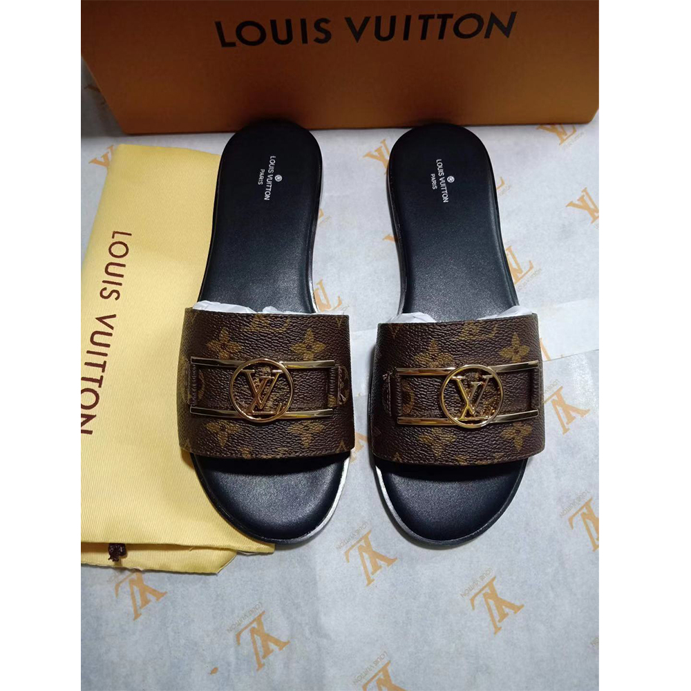 Louis Vuitton Lock It Flat Mule Slides - PerfectKickZ