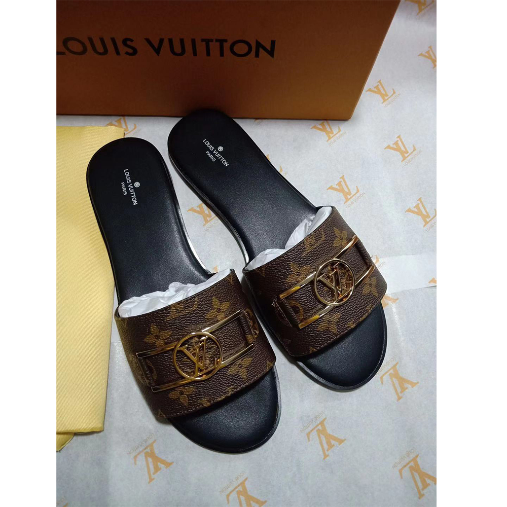 Louis Vuitton Lock It Flat Mule Slides - PerfectKickZ
