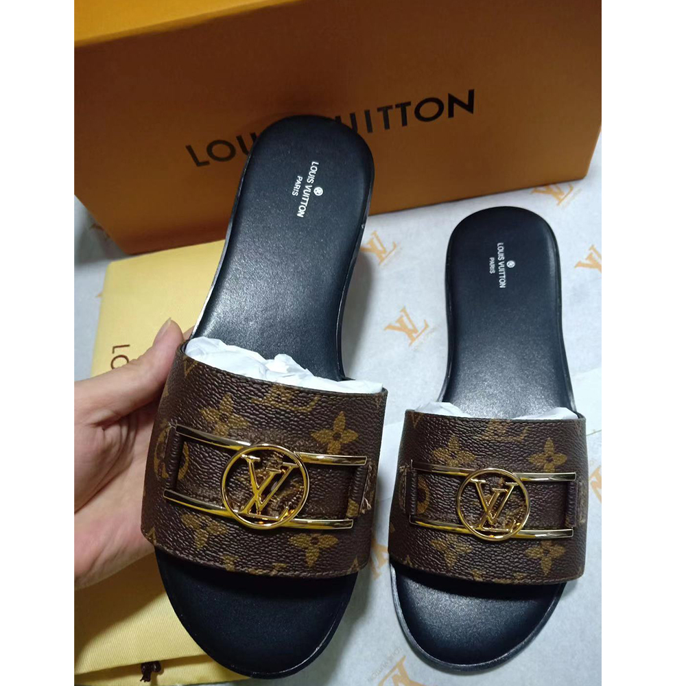 Louis Vuitton Lock It Flat Mule Slides - PerfectKickZ