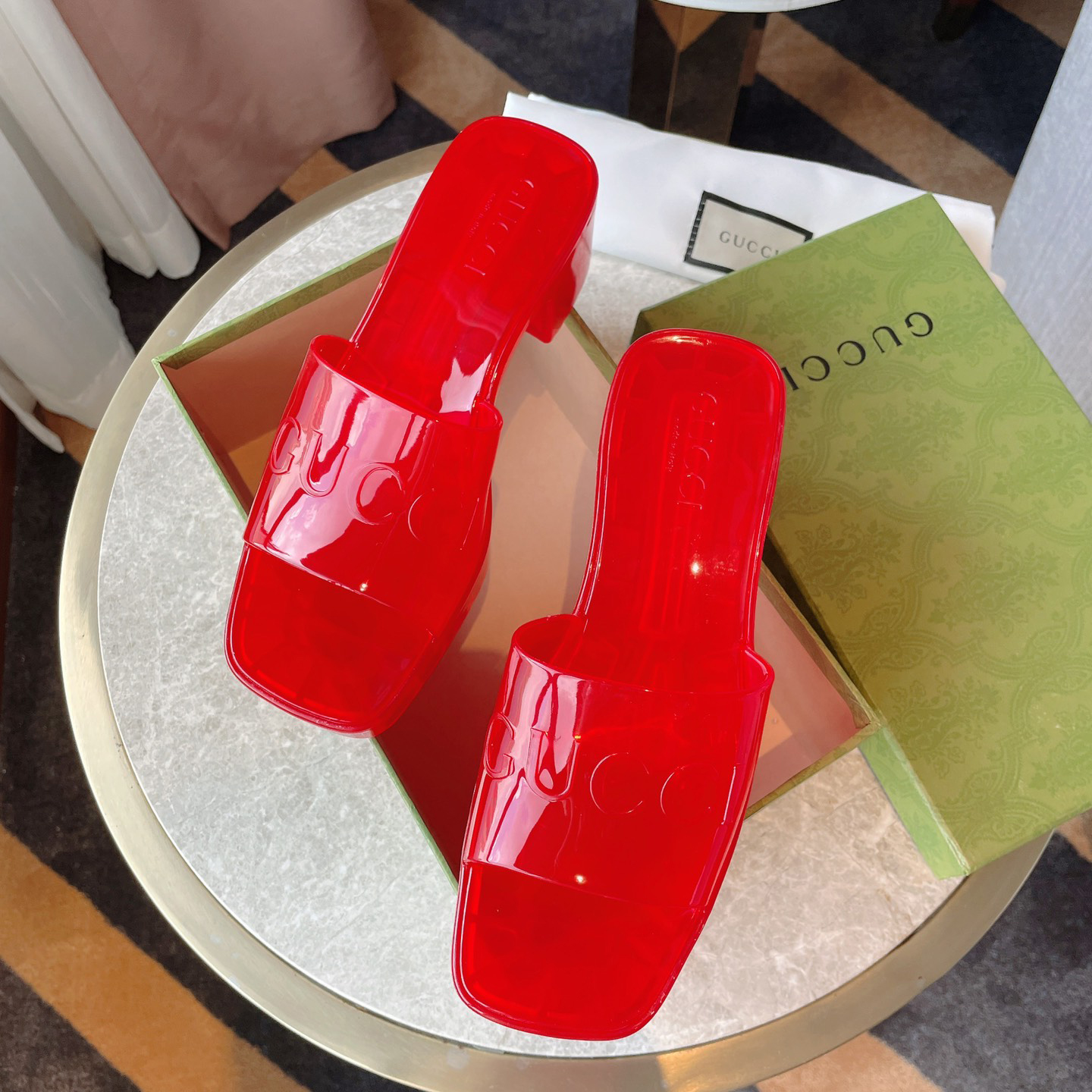 Gucci Plastique Logo-Embossed Rubber Mules - PerfectKickZ