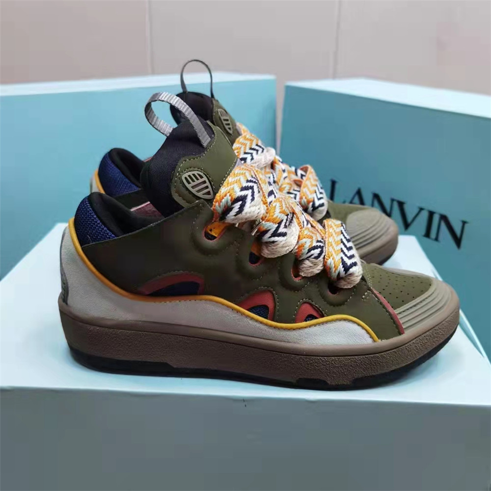 Lanvin Curb Sneaker In Olive Green - PerfectKickZ