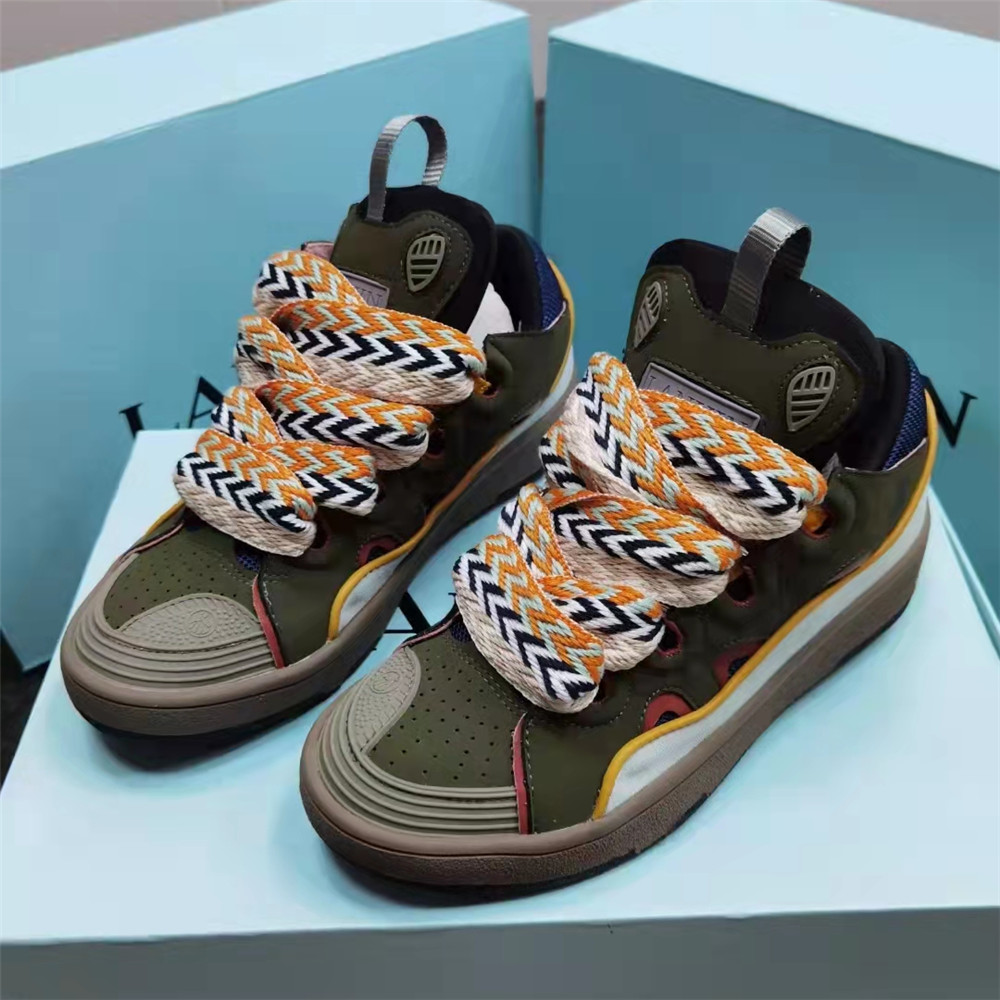 Lanvin Curb Sneaker In Olive Green - PerfectKickZ
