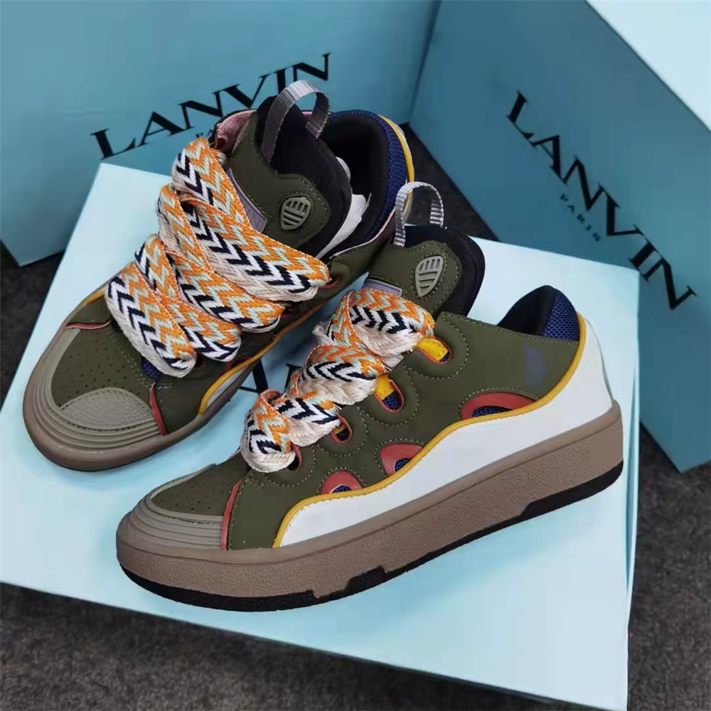 Lanvin Curb Sneaker In Olive Green - PerfectKickZ