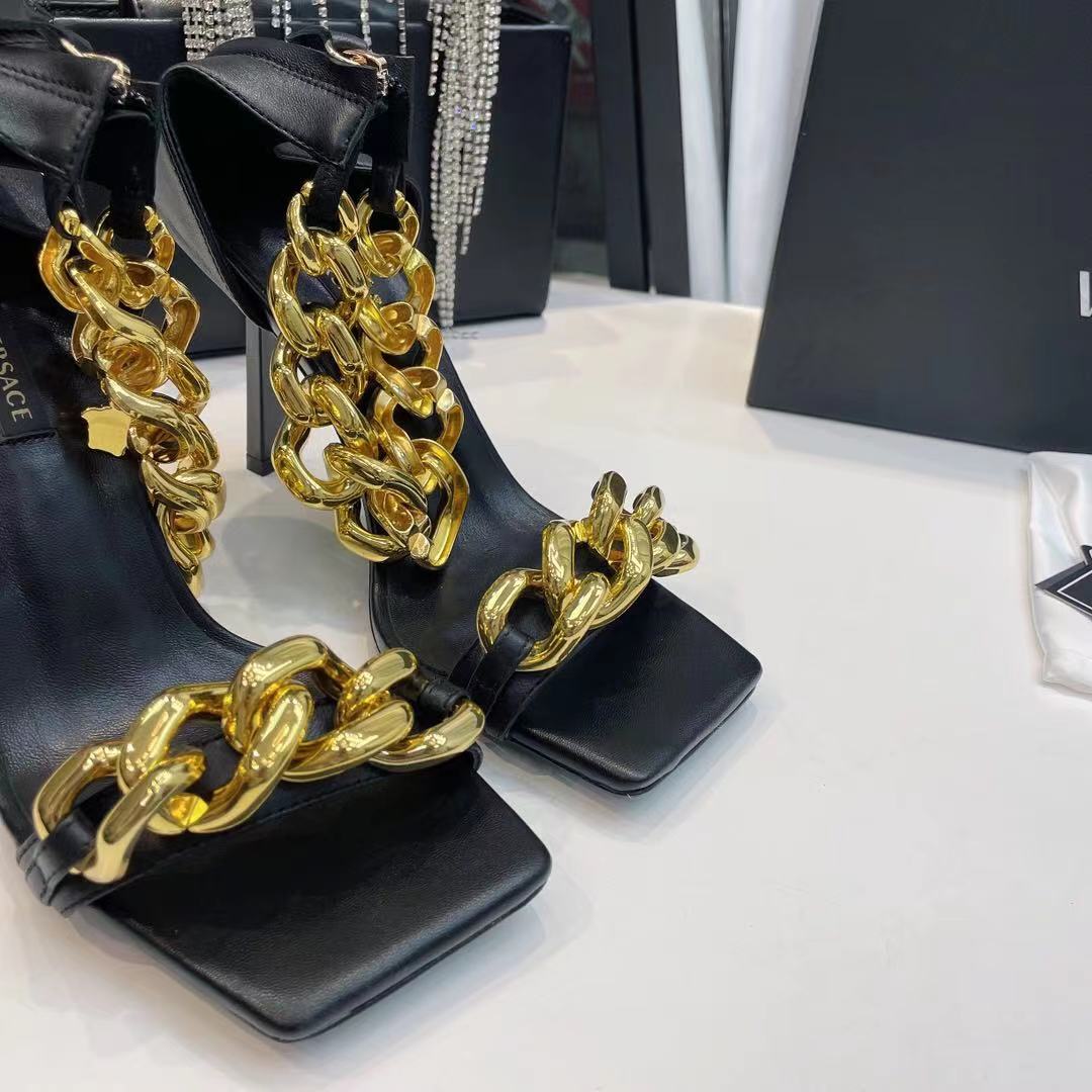 Versace Medusa Chain Nappa Leather Sandals (9.5cm) - 