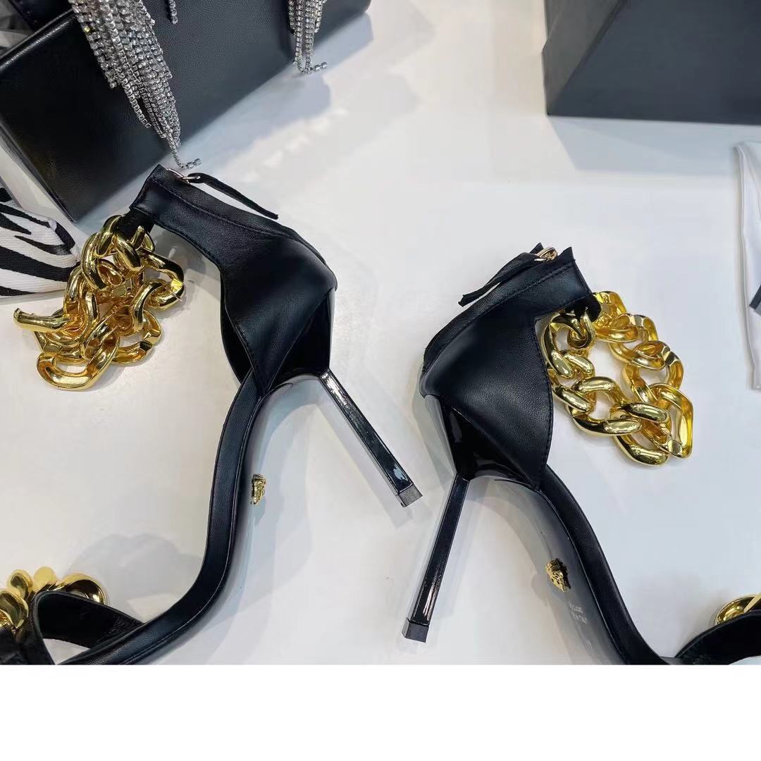 Versace Medusa Chain Nappa Leather Sandals (9.5cm) - 