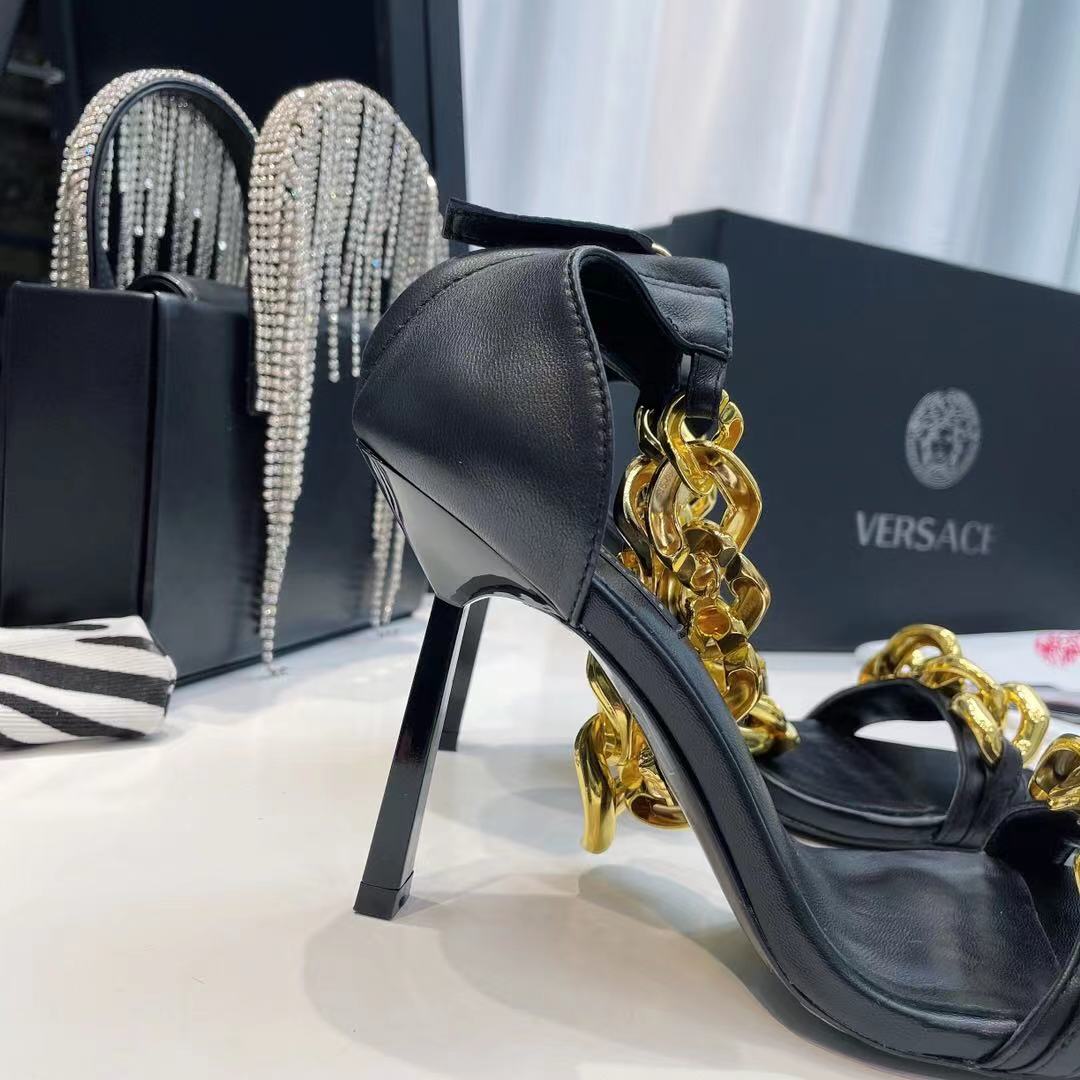 Versace Medusa Chain Nappa Leather Sandals (9.5cm) - 