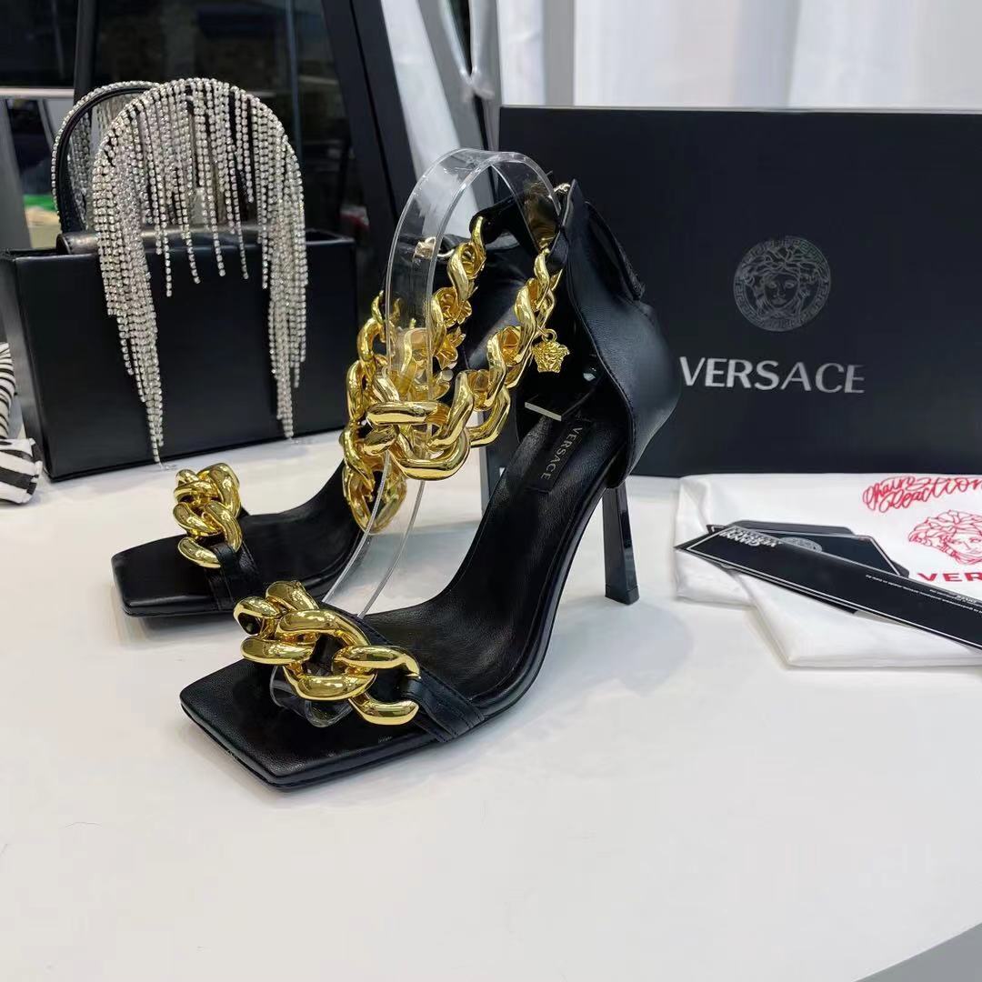 Versace Medusa Chain Nappa Leather Sandals (9.5cm) - 