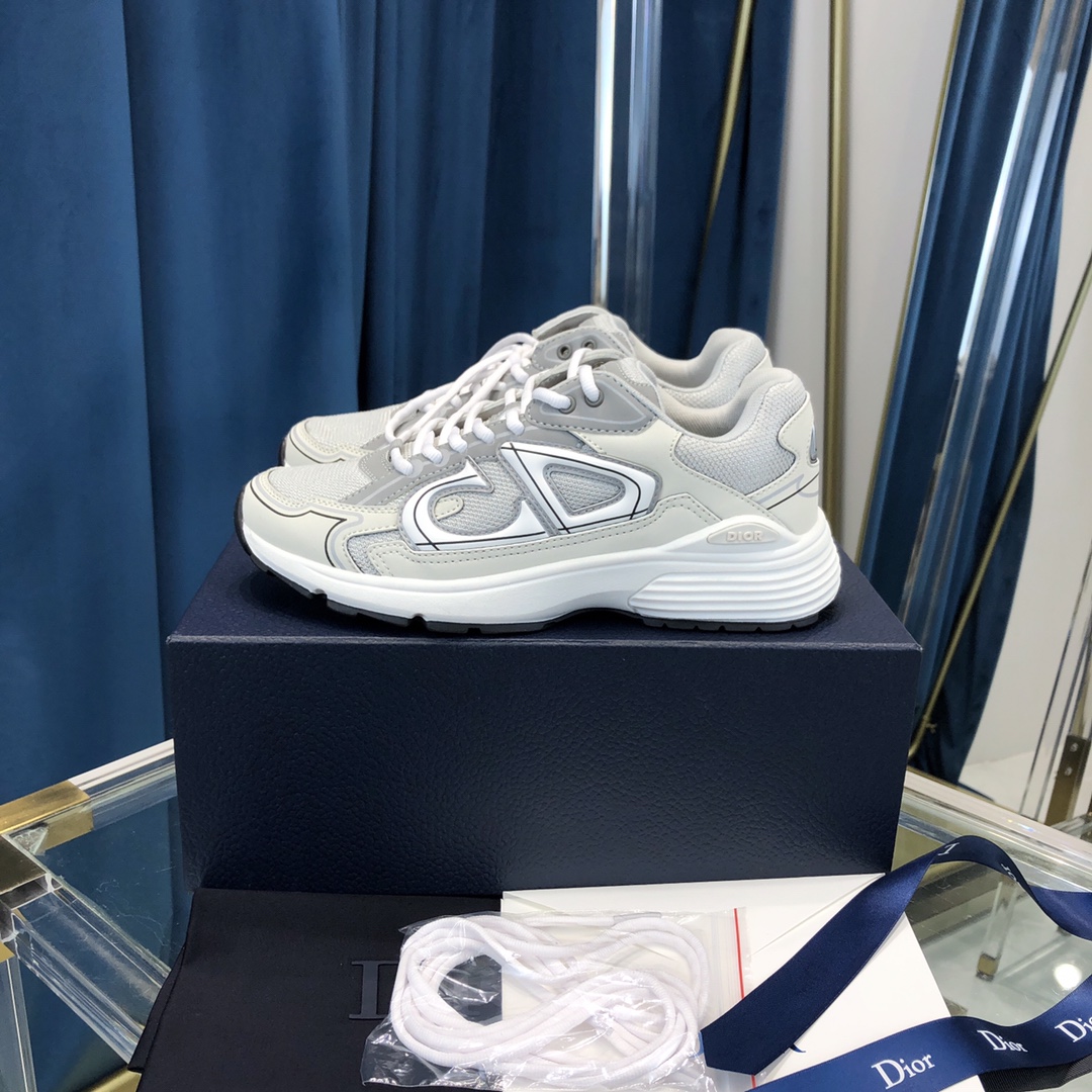 Dior B30 Sneaker Gray Mesh And White Technical Fabric - PerfectKickZ