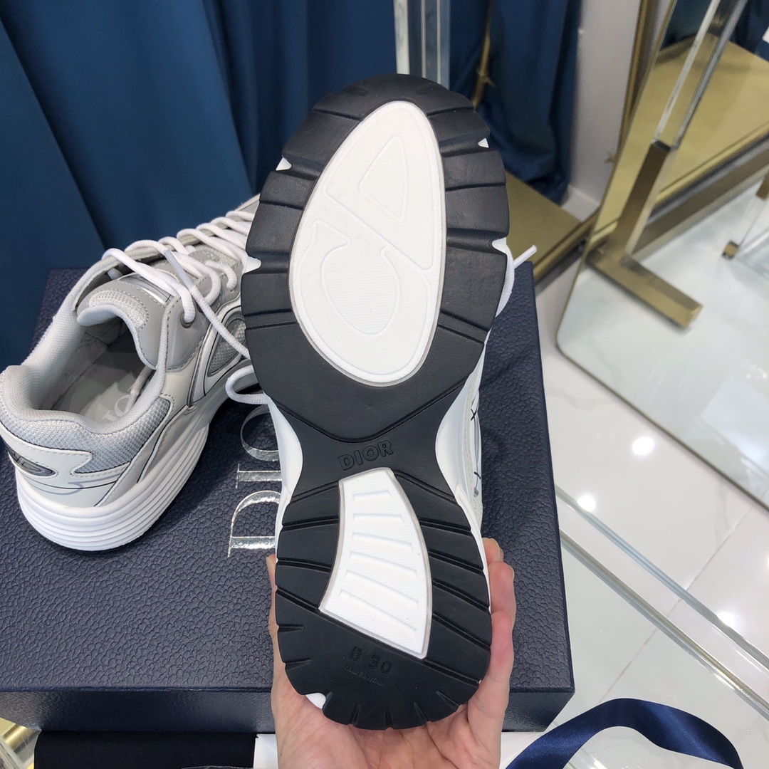 Dior B30 Sneaker Gray Mesh And White Technical Fabric - PerfectKickZ