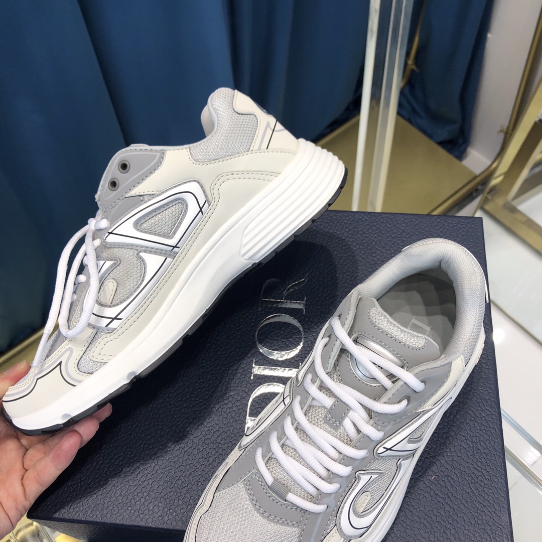 Dior B30 Sneaker Gray Mesh And White Technical Fabric - PerfectKickZ