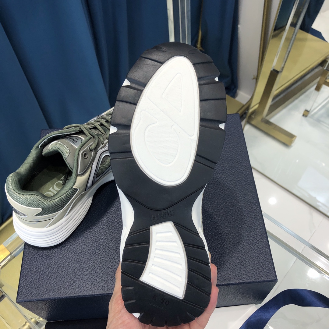 Dior B30 Sneaker Olive Mesh And Cream Technical Fabric - PerfectKickZ