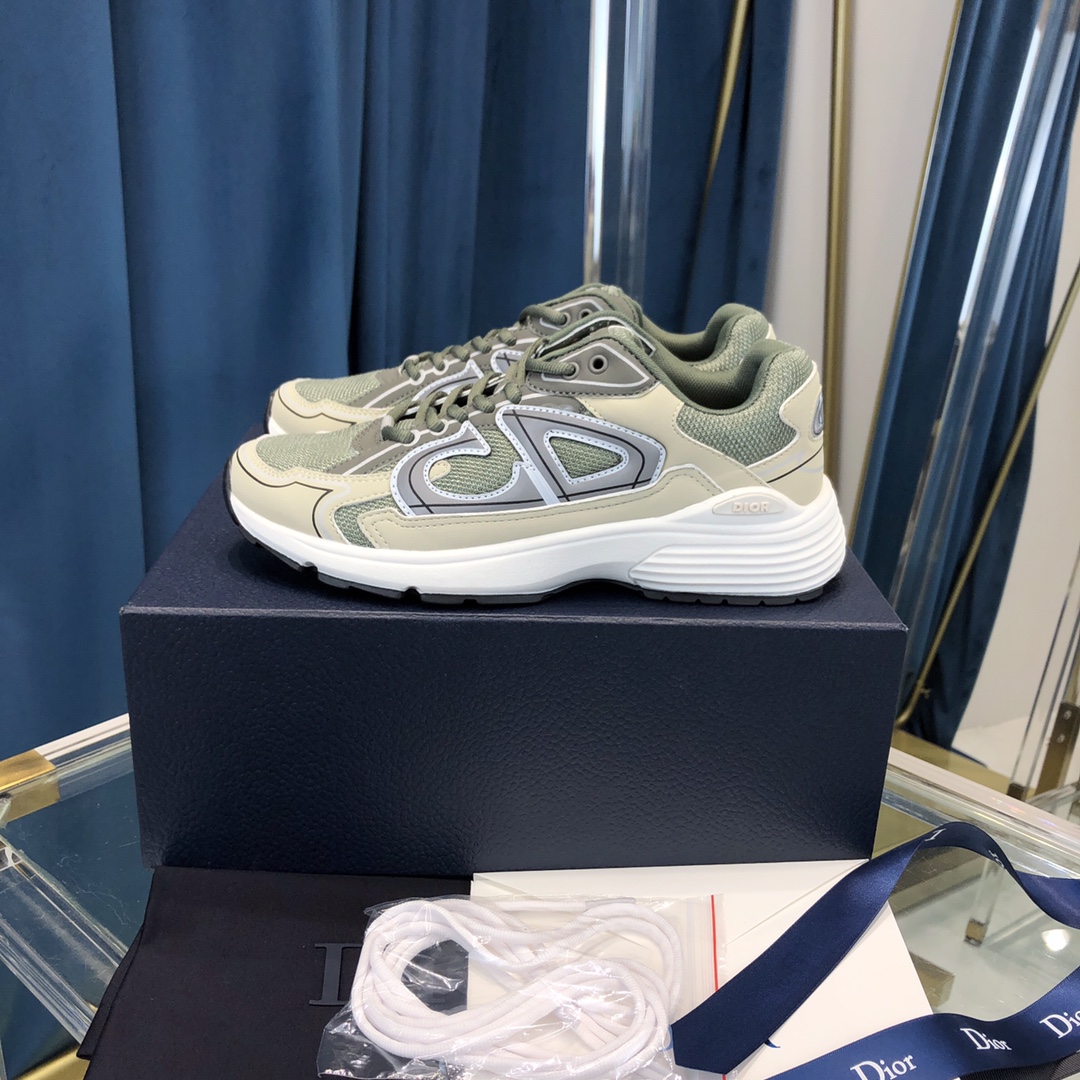 Dior B30 Sneaker Olive Mesh And Cream Technical Fabric - PerfectKickZ