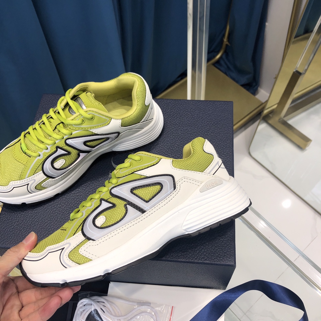 Dior B30 Sneaker Yellow Mesh And White Technical Fabric - PerfectKickZ
