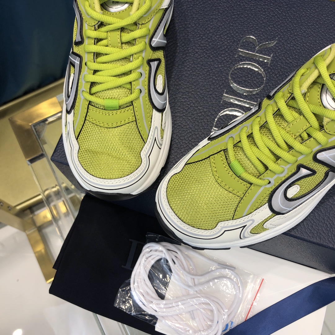 Dior B30 Sneaker Yellow Mesh And White Technical Fabric - PerfectKickZ