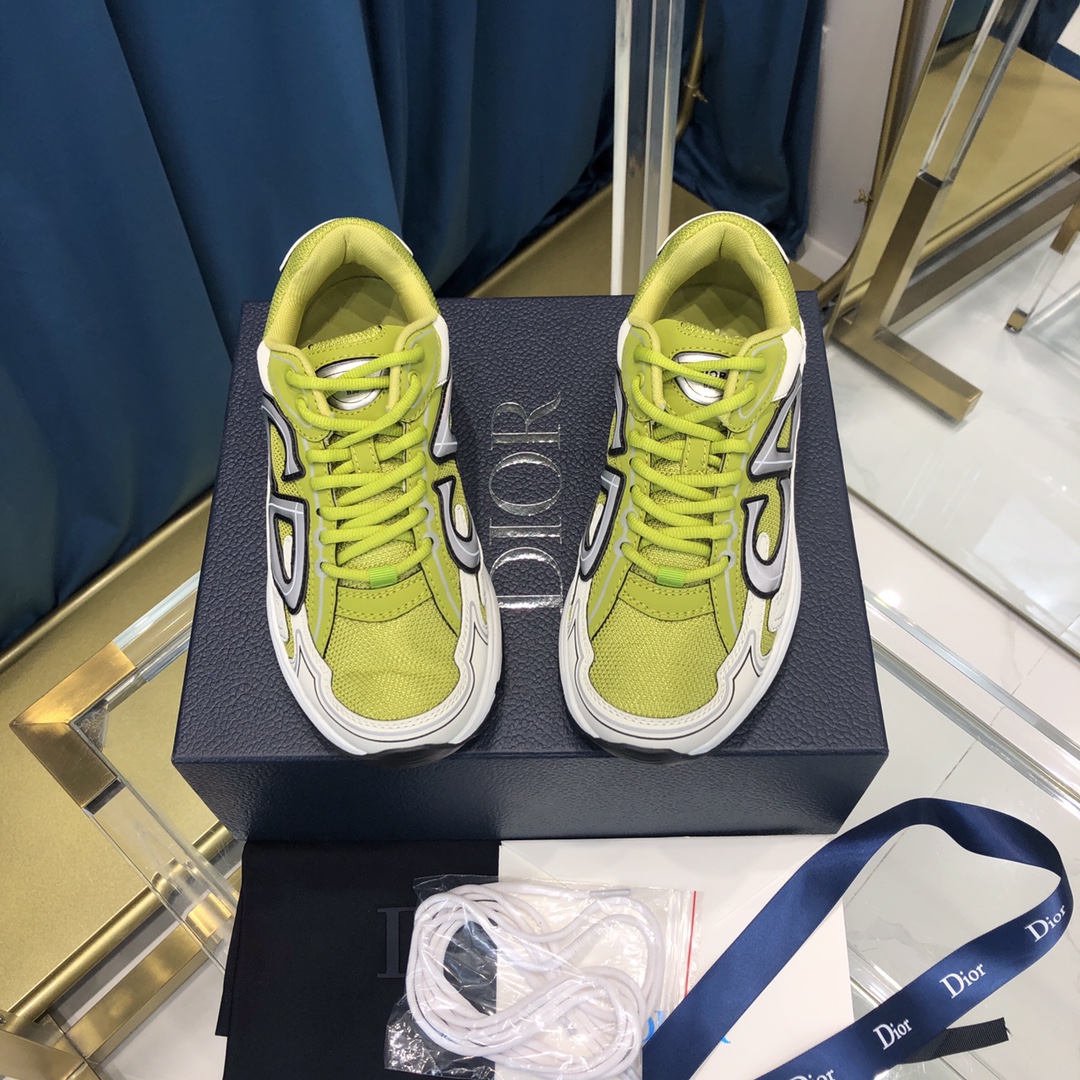 Dior B30 Sneaker Yellow Mesh And White Technical Fabric - PerfectKickZ