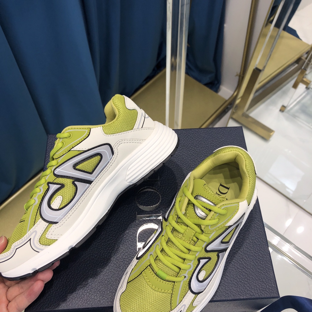 Dior B30 Sneaker Yellow Mesh And White Technical Fabric - PerfectKickZ